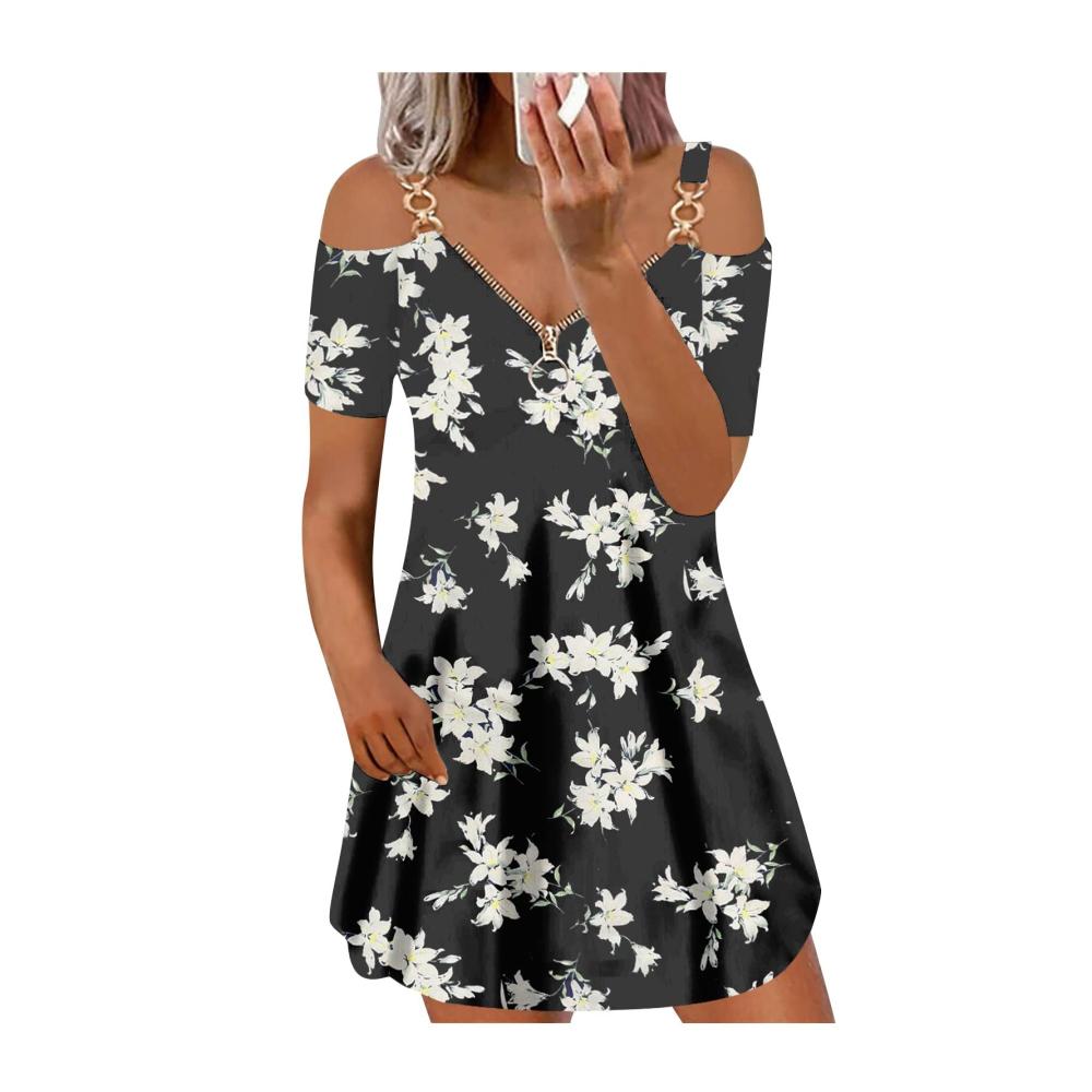02-schwarz Sommerkleider Damen