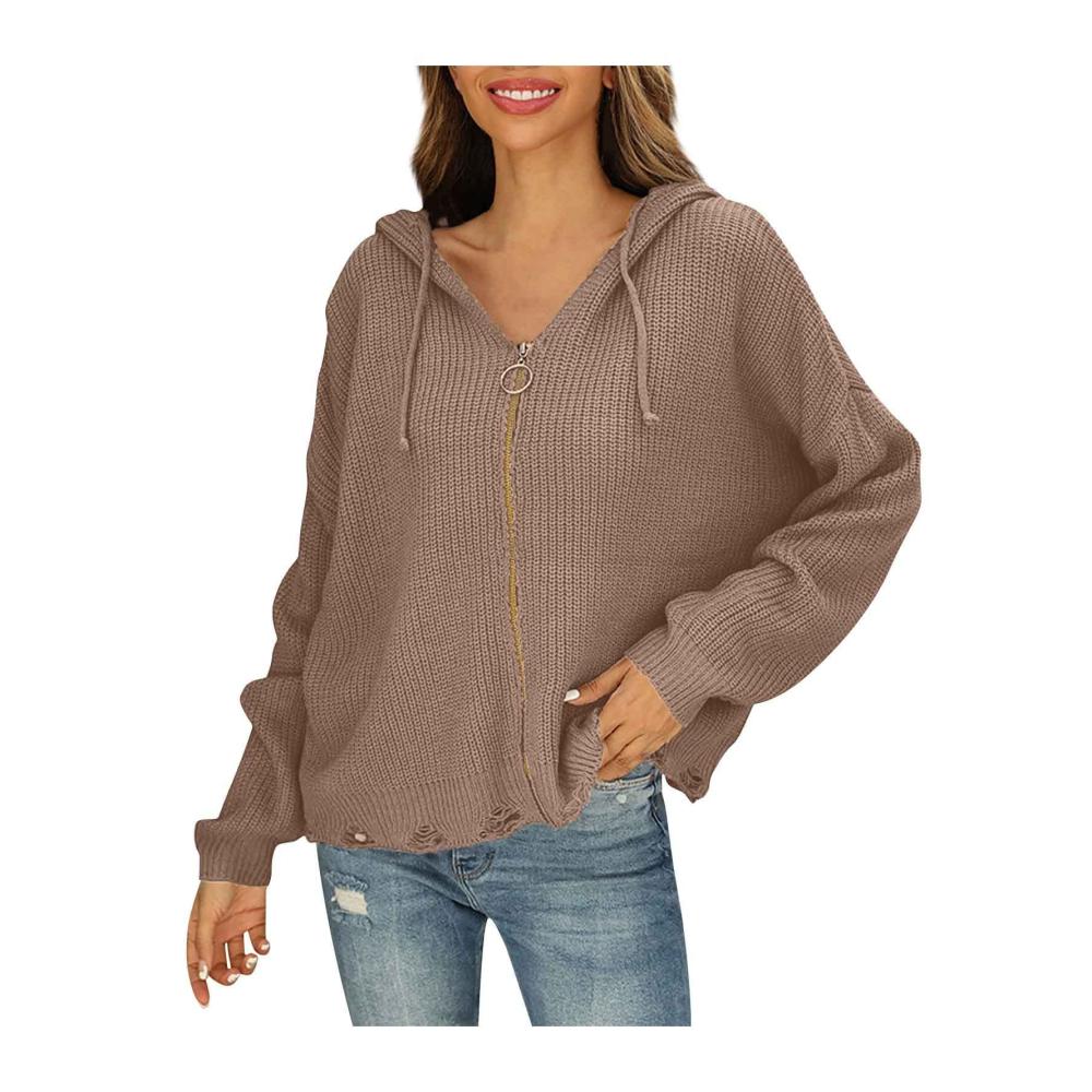 01 Khaki Kapuzenpullover Damen