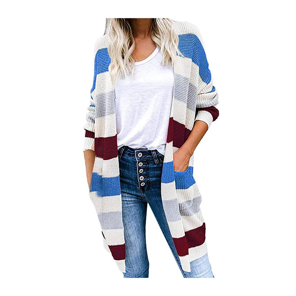 01-blau Strickjacke Damen Strickmantel