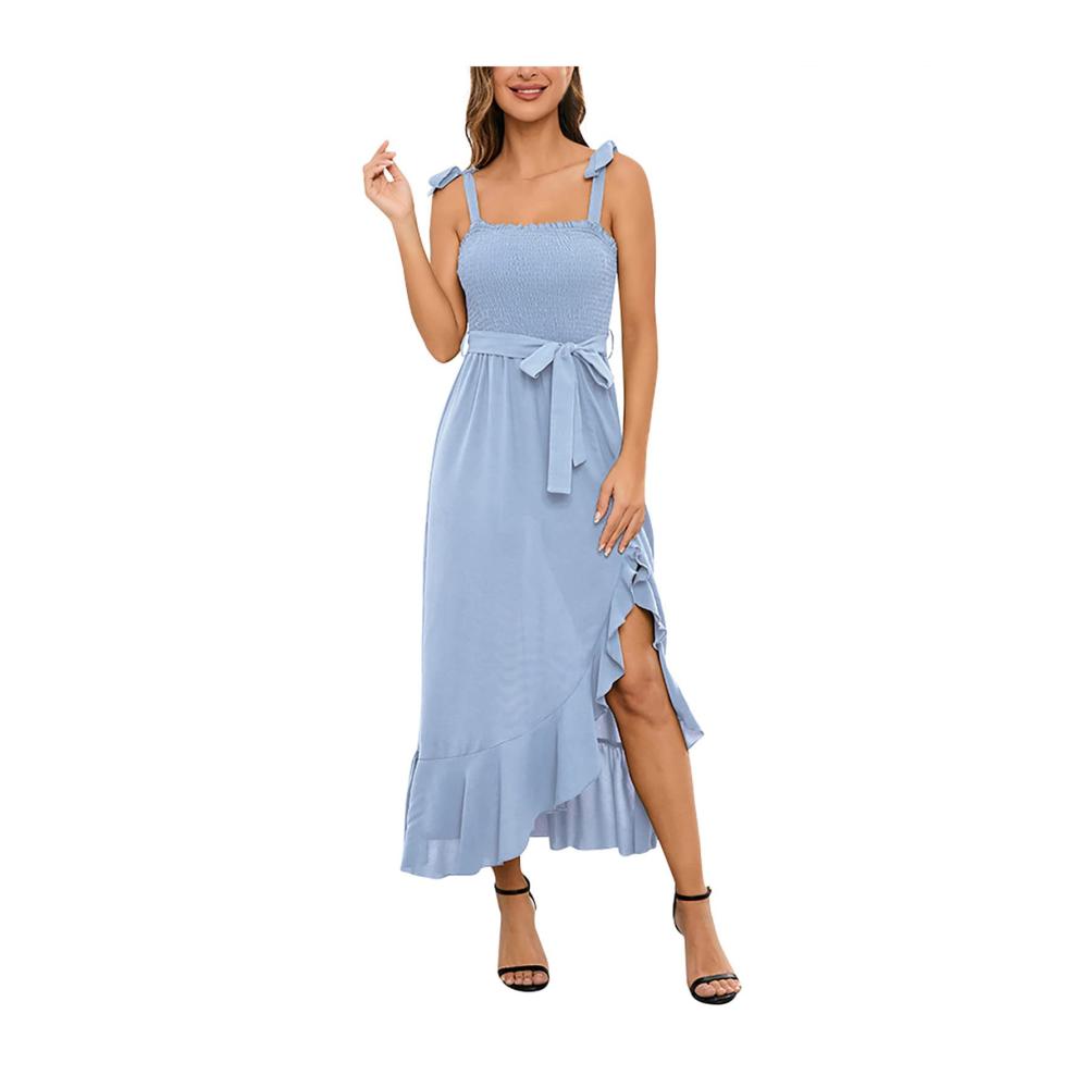 06-hellblau Damen Sommerkleider