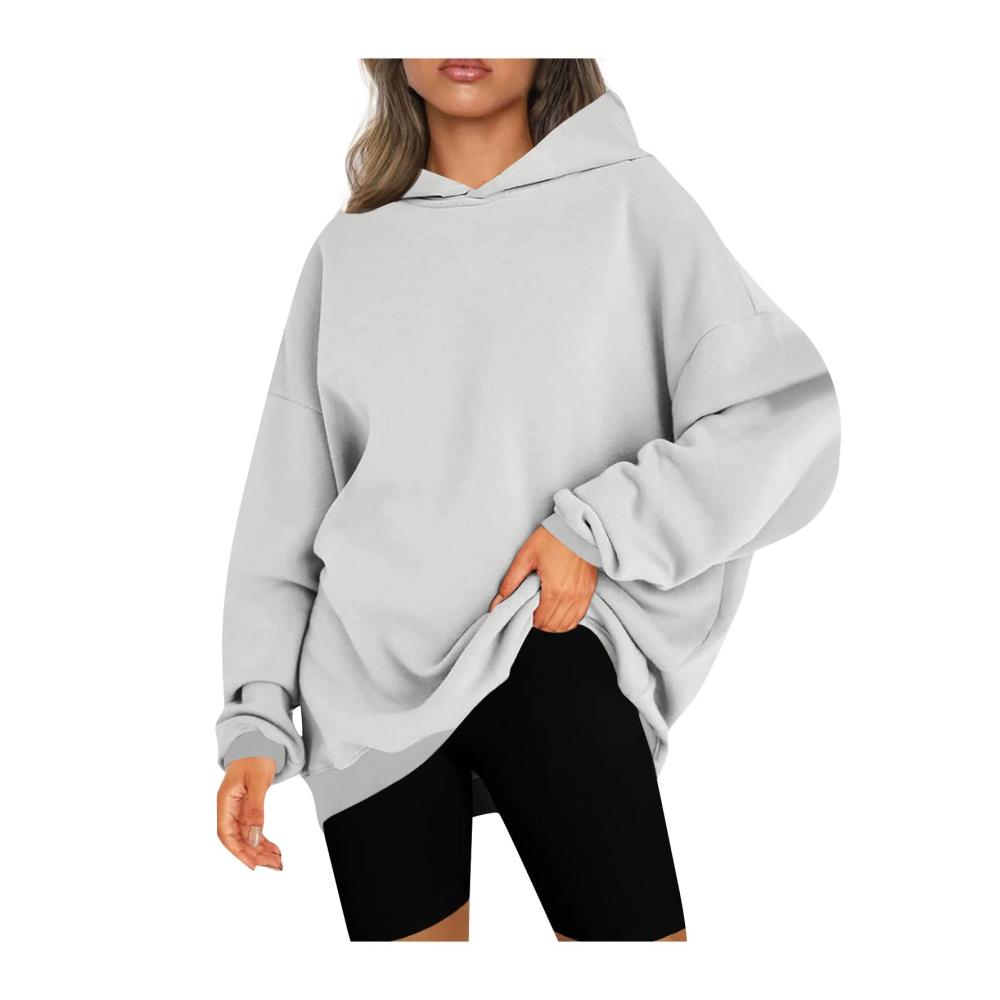 01 Hellgrau Kapuzenpullover Damen