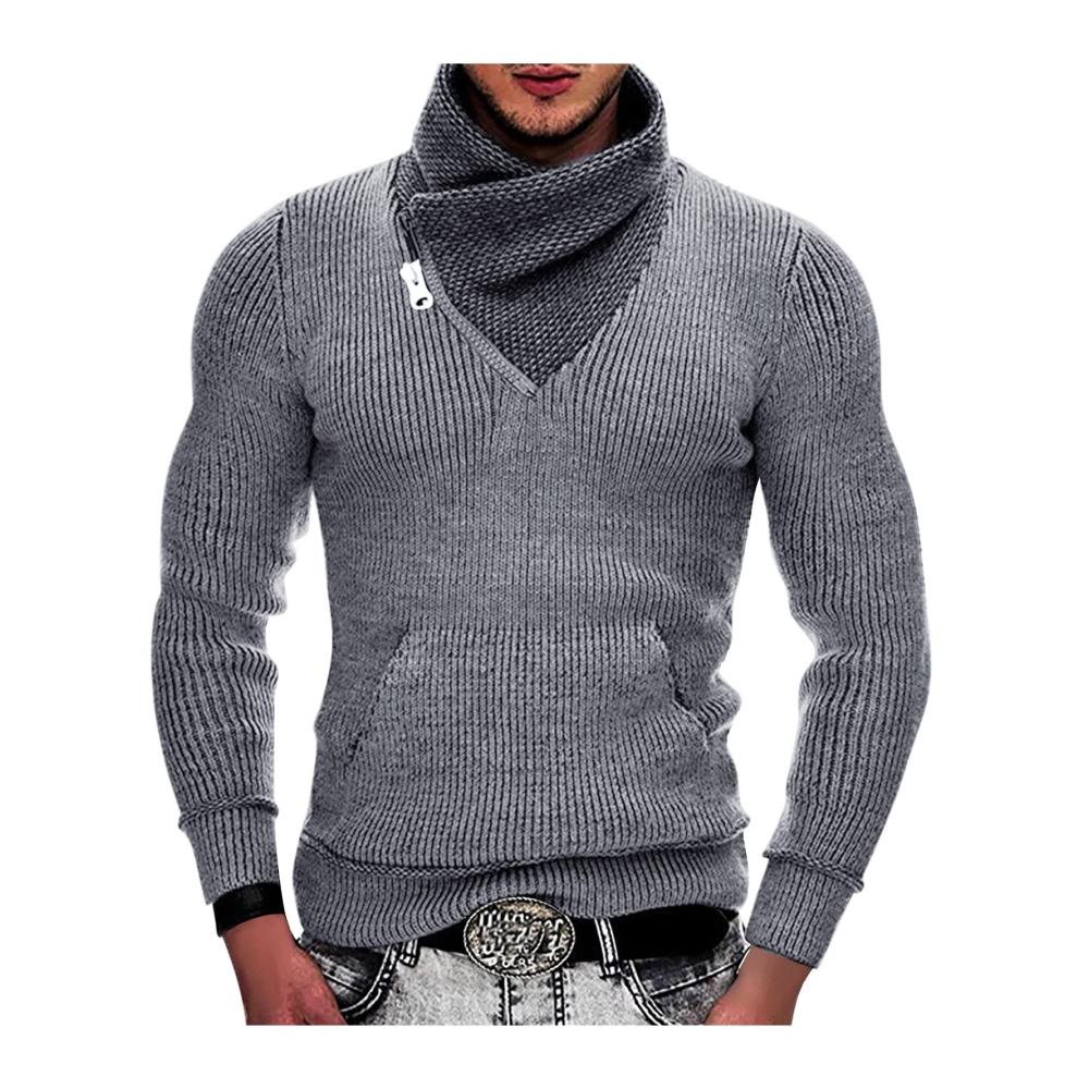 03hellgrau Herren Pullover Strickjacke