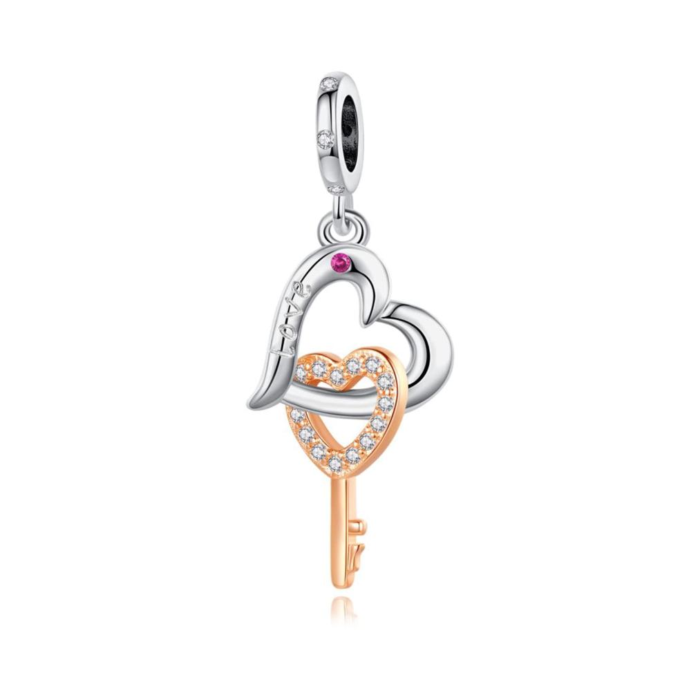 Heart & Key & Love Dangle Charm