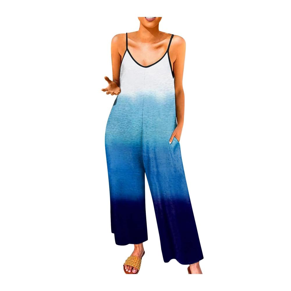 02-dunkelblau Damen Jumpsuit Latzhosen Sommer