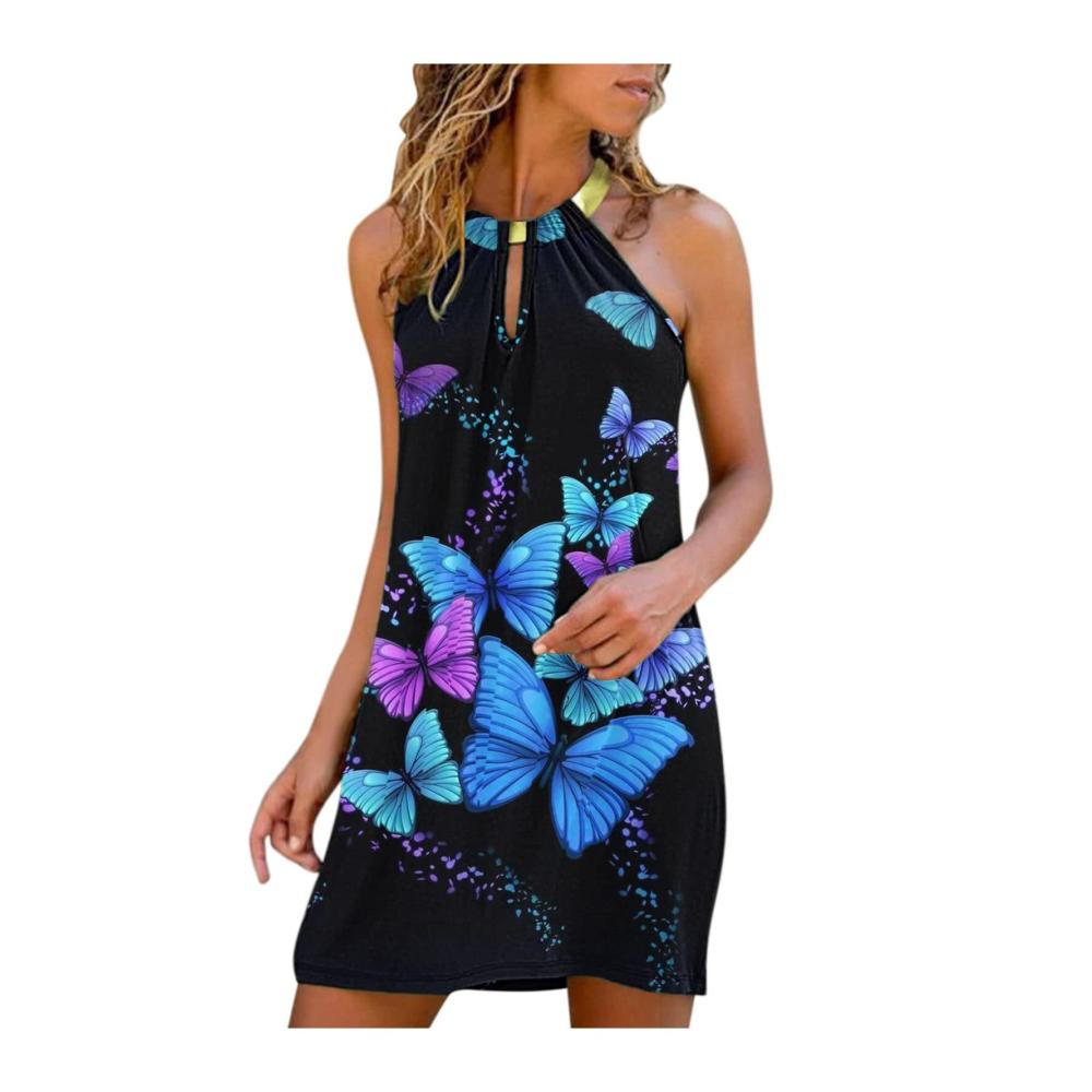 02-blau Sommerkleider Damen