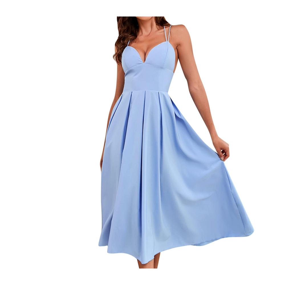 01himmelblau Kleid Damen Partykleid Kleider