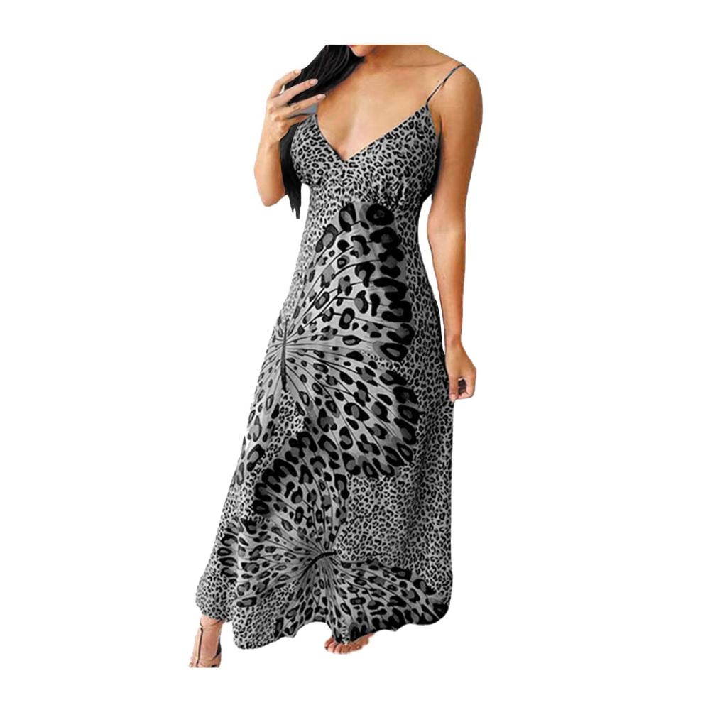 01-grau Sommerkleid Damen