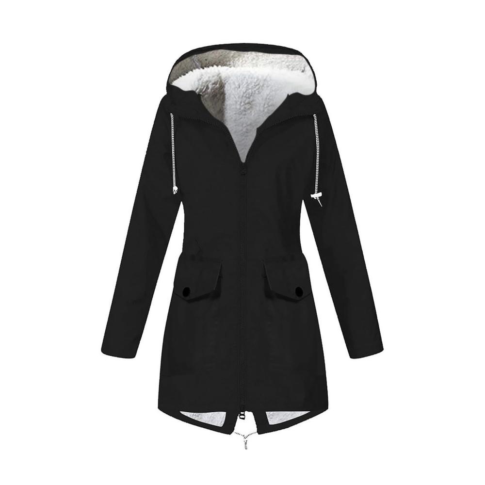 04-Schwarz Damen Regenjacke Wasserdicht