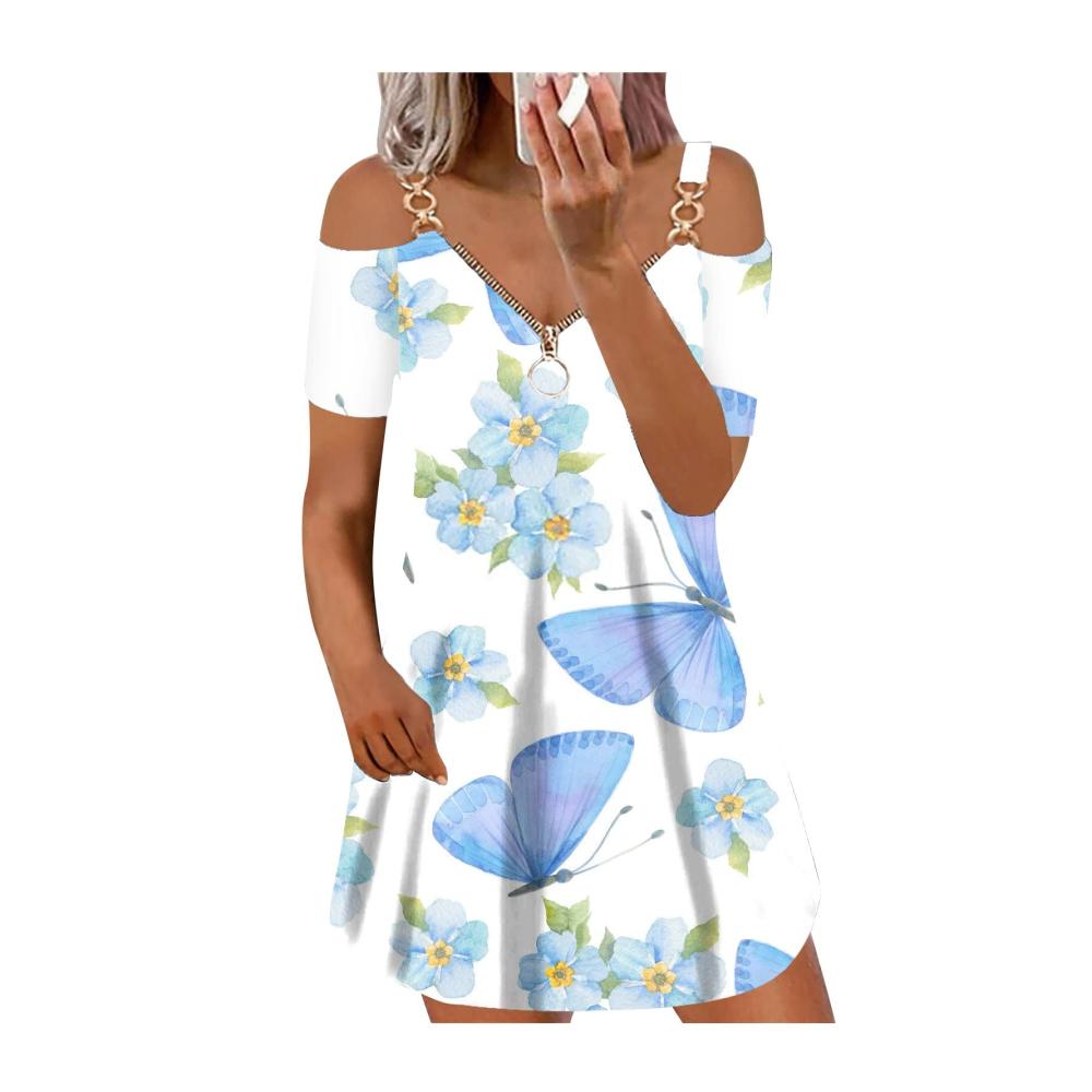 03-hellblau Sommerkleider Damen