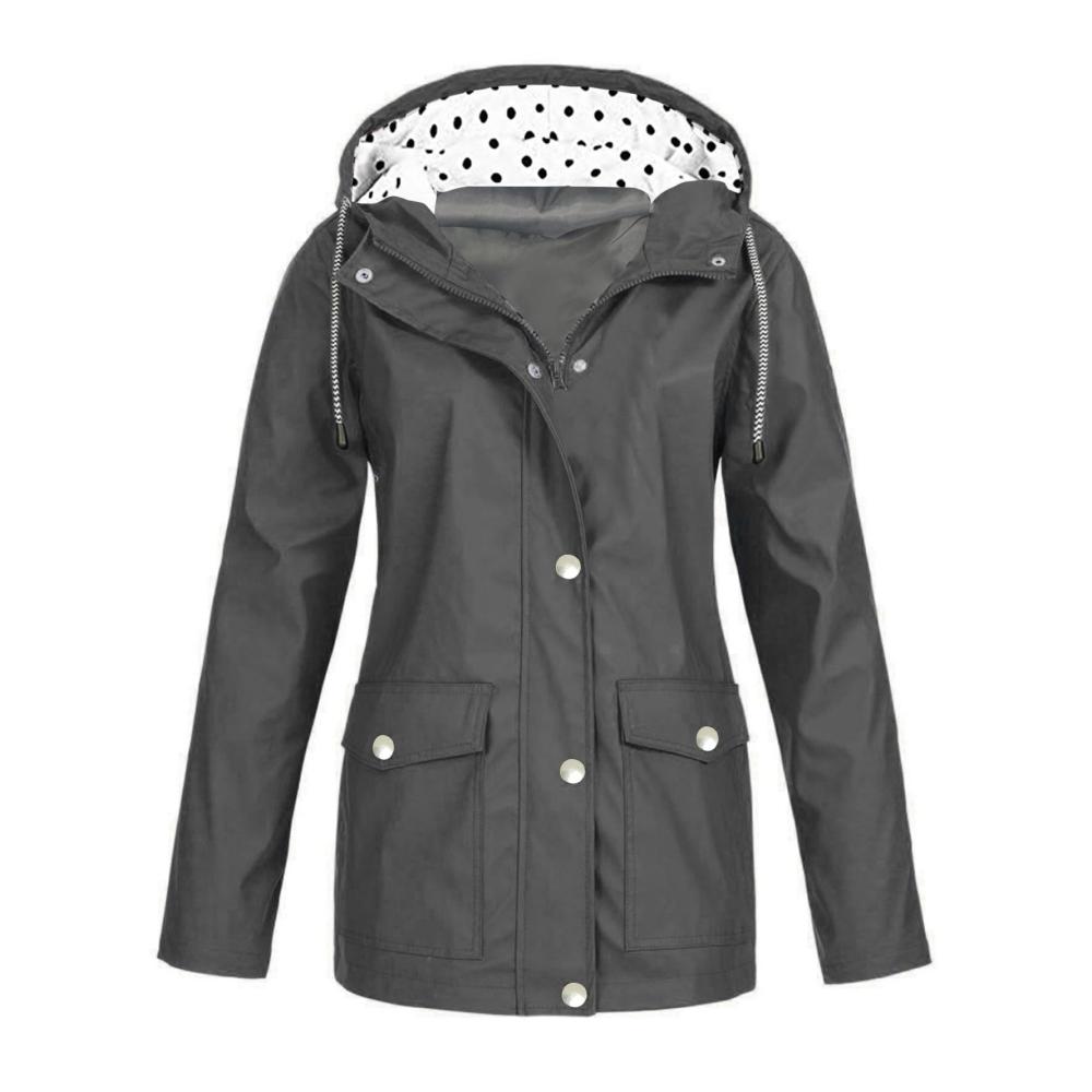 01-Grau Damen Regenjacke Wasserdicht Atmungsaktiv