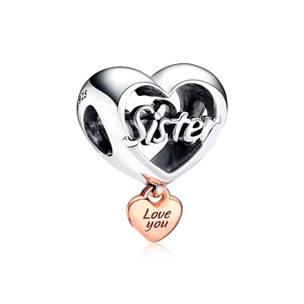 Silver and rose gold heart