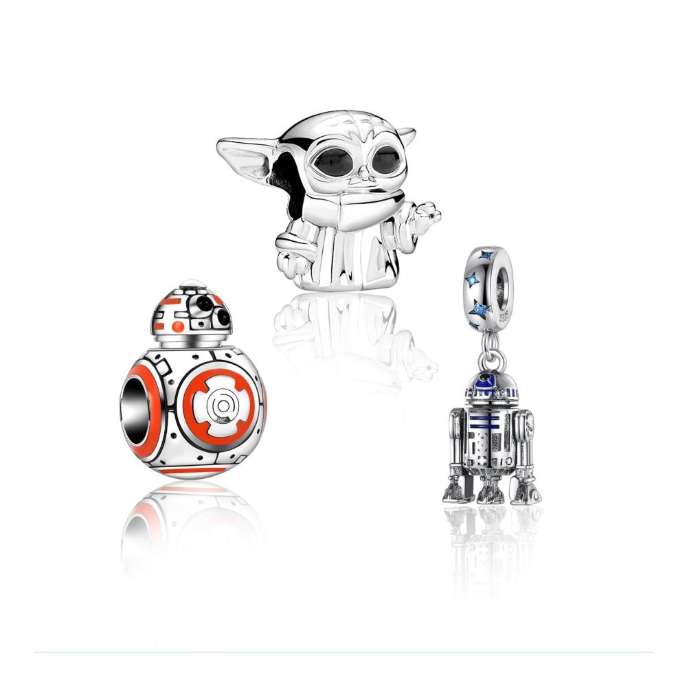R2-D2 Robot & Baby Yoda Dangle Charm