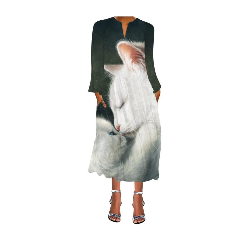 03-grün Sommerkleid Damen Lang