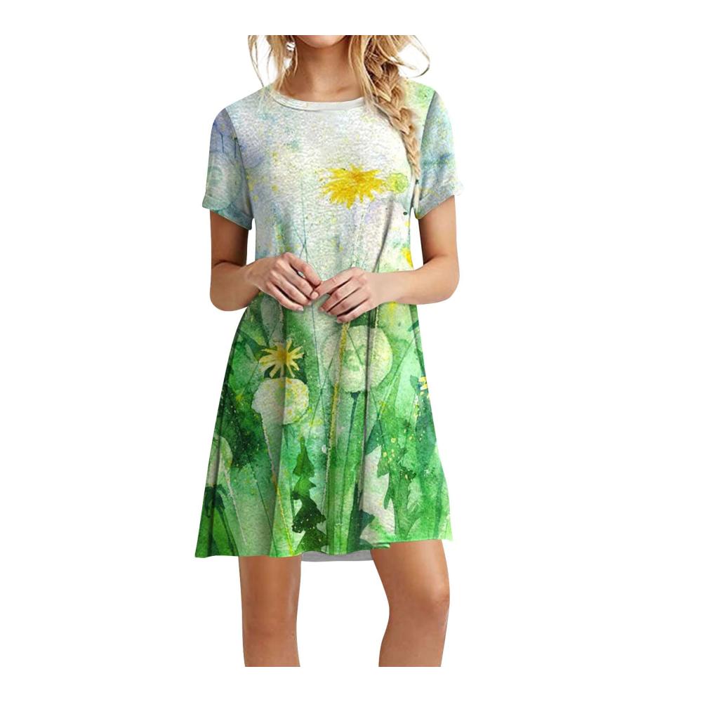 08-grün Damen Sommerkleider