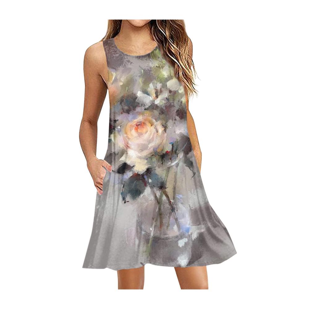 02-grau Damen Sommerkleider
