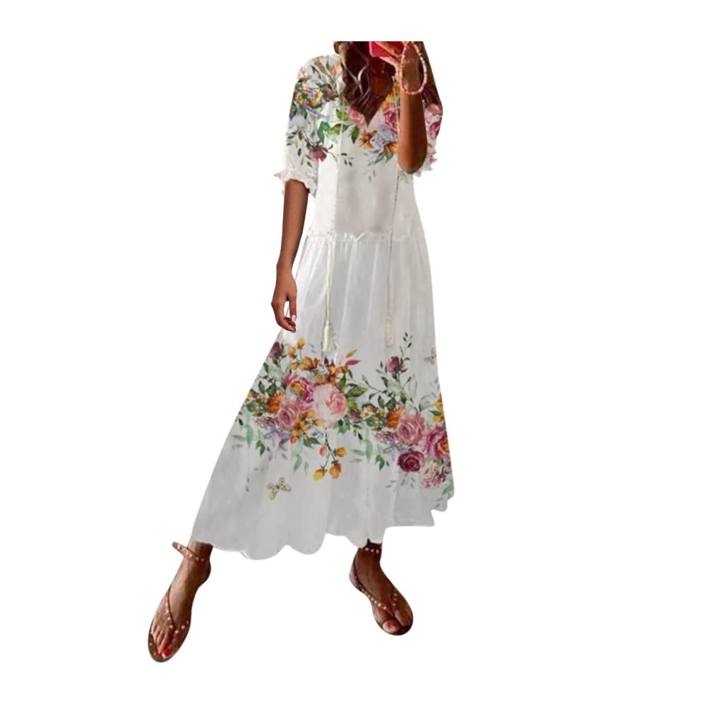01-grün Sommerkleid Damen Lang