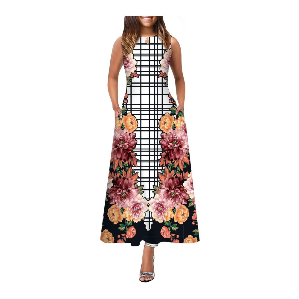 01-rot Sommerkleid Damen Lang