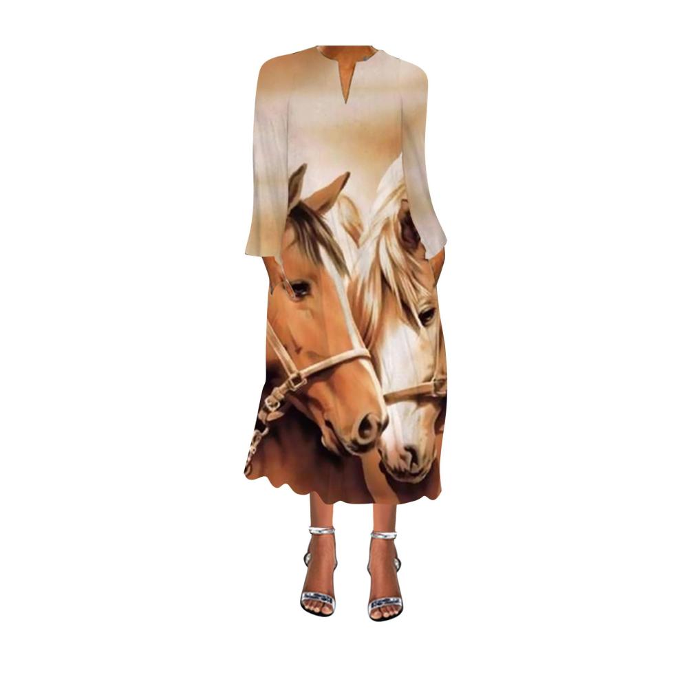 03-orange Sommerkleid Damen Lang