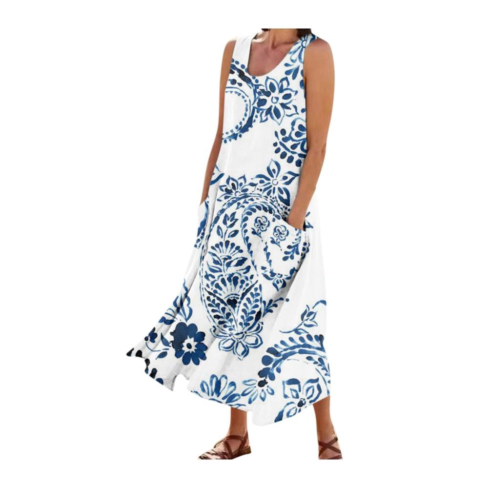 04-königsblau Sommerkleid Damen Lang
