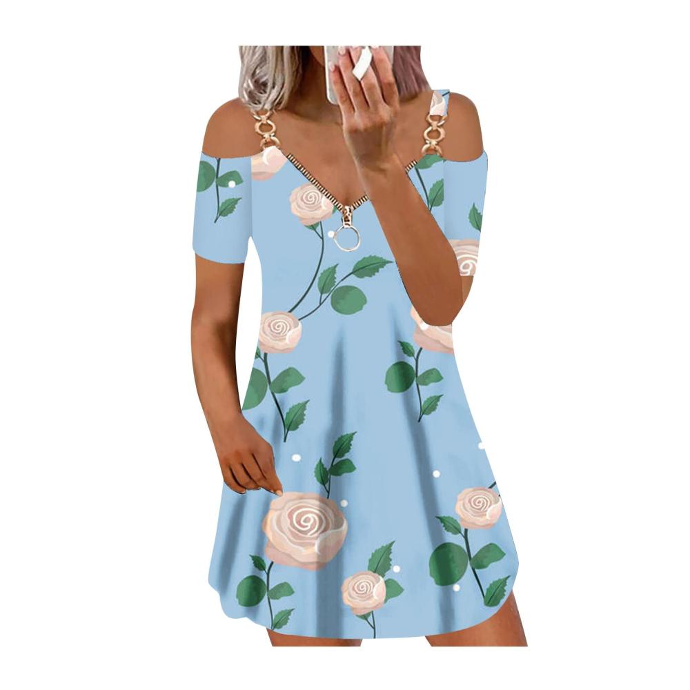 03-himmelblau Sommerkleider Damen