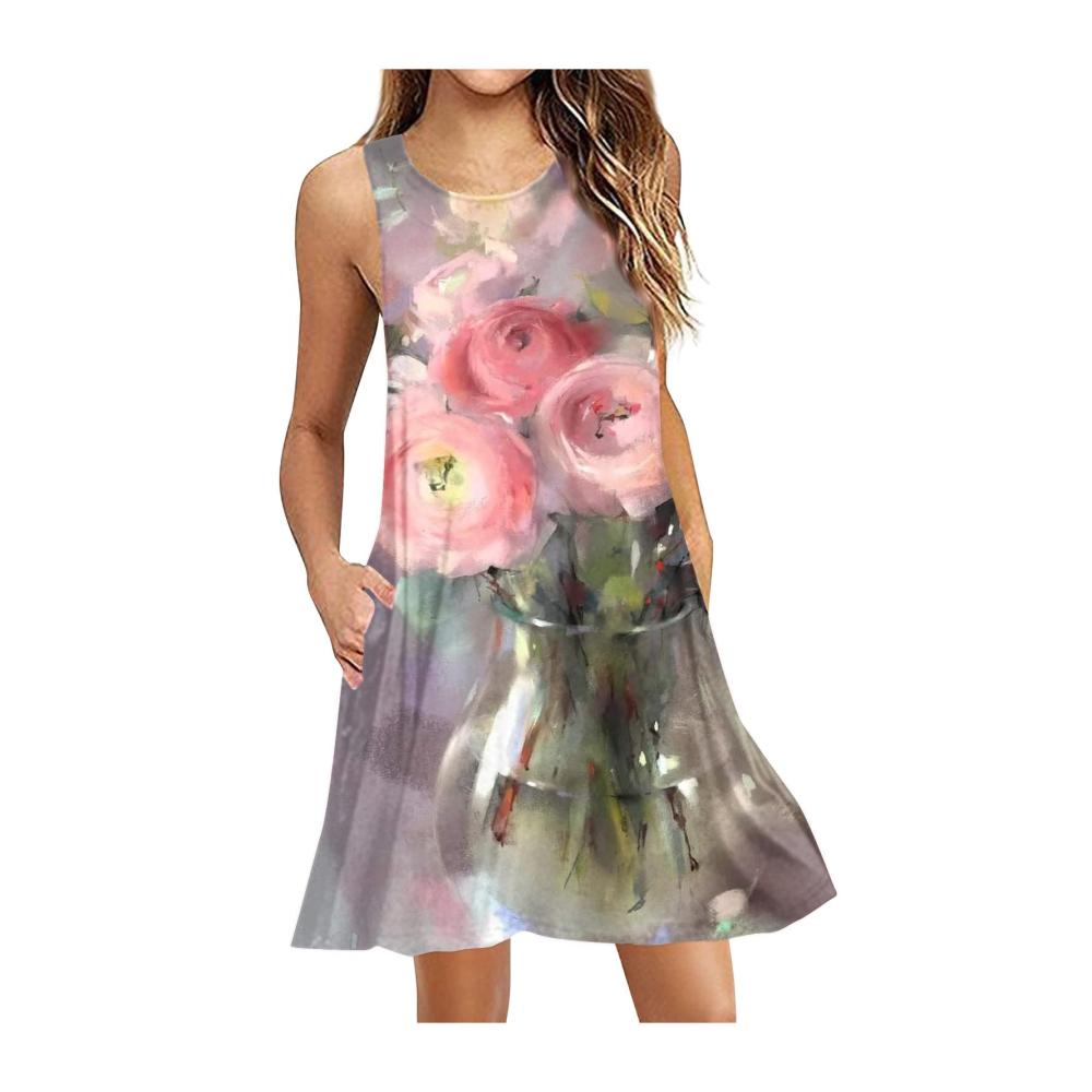 02-rosa Damen Sommerkleider