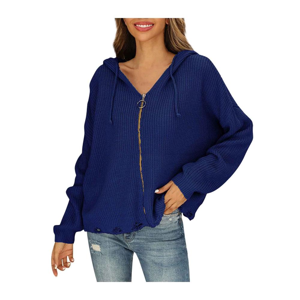 01 Dunkelblau Kapuzenpullover Damen