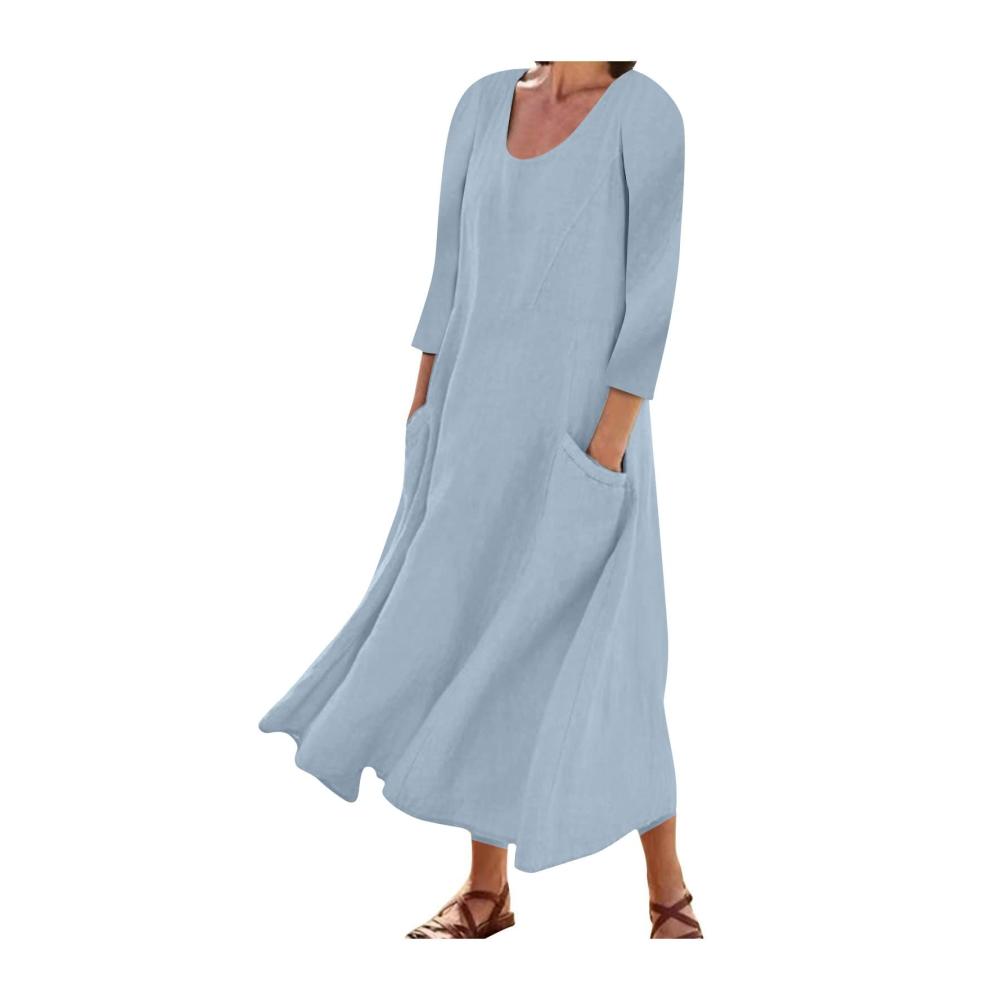 03-blau Sommerkleid Damen Lang