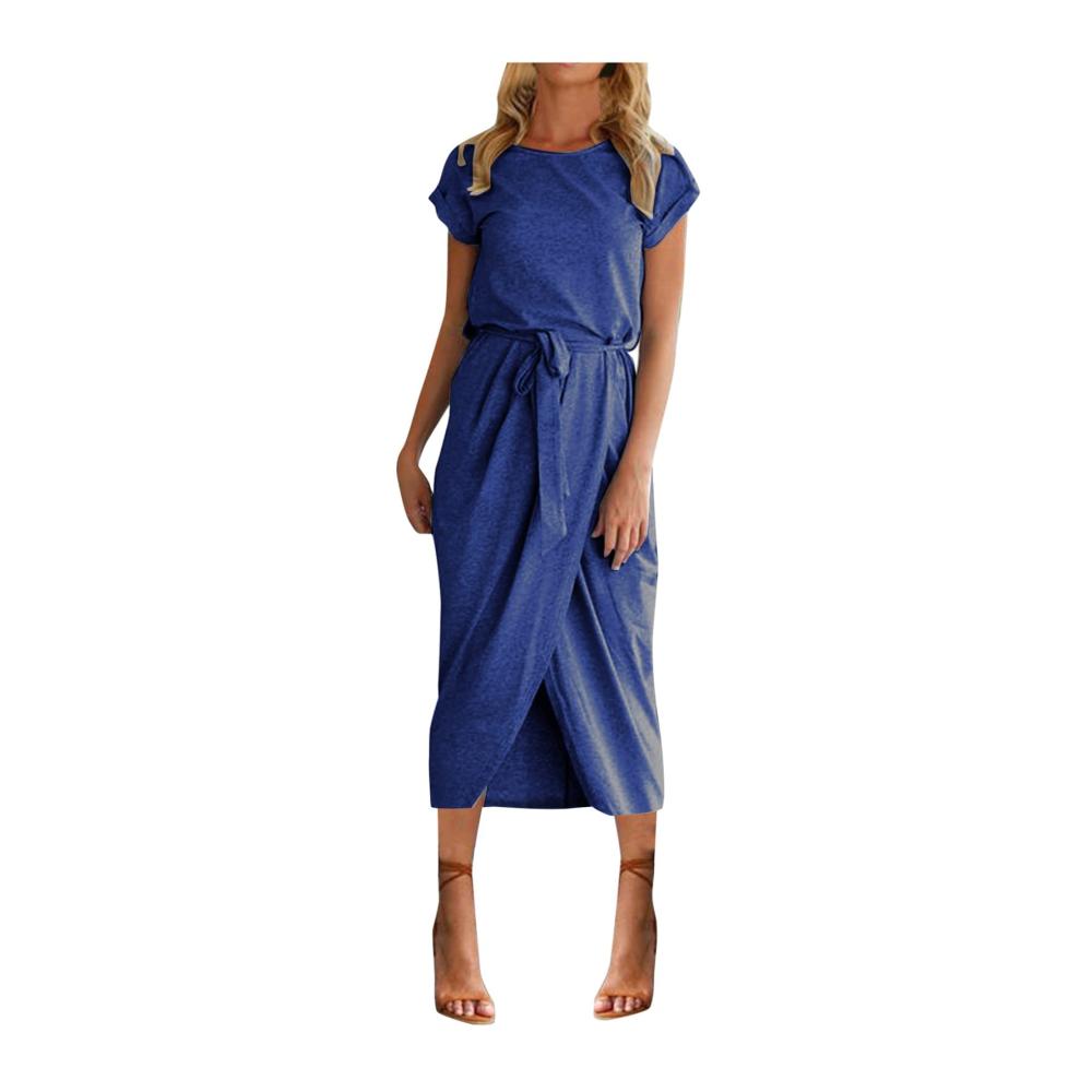 01-blau Sommerkleid Damen
